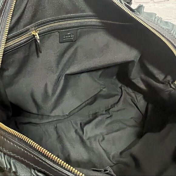 GUCCI SABRINA calfskin Leather ruffle medium sabrina boston tote black EUC - Picture 11 of 16